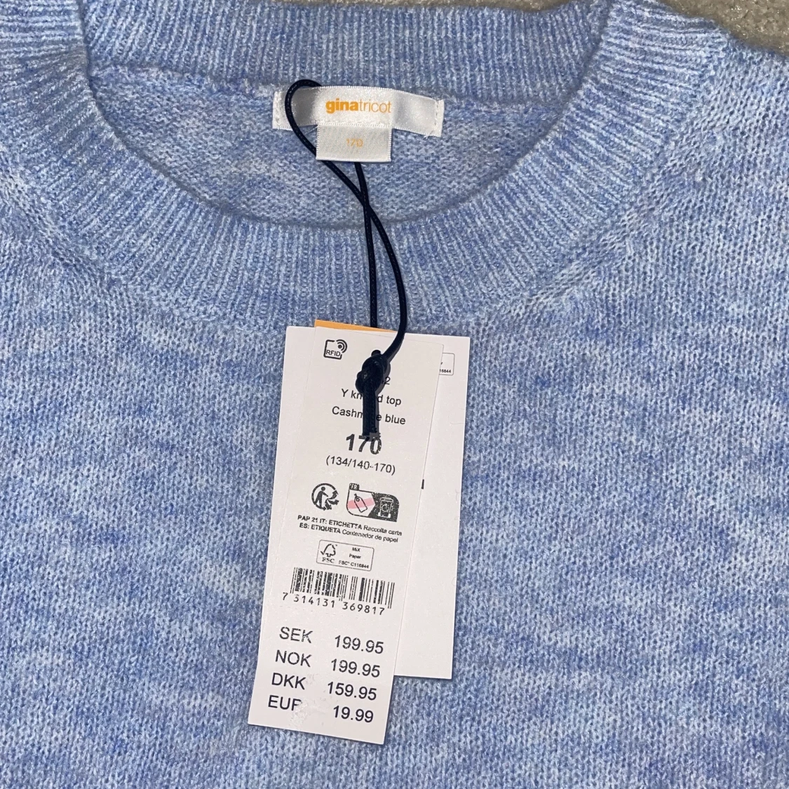 Ljusblå stickad tröja Gina Tricot - 1