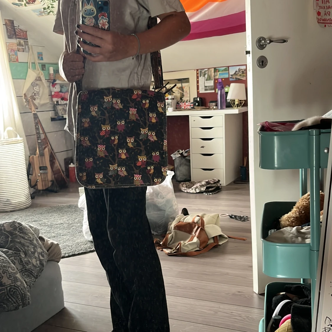 Axelväska med ugglemönster - 4