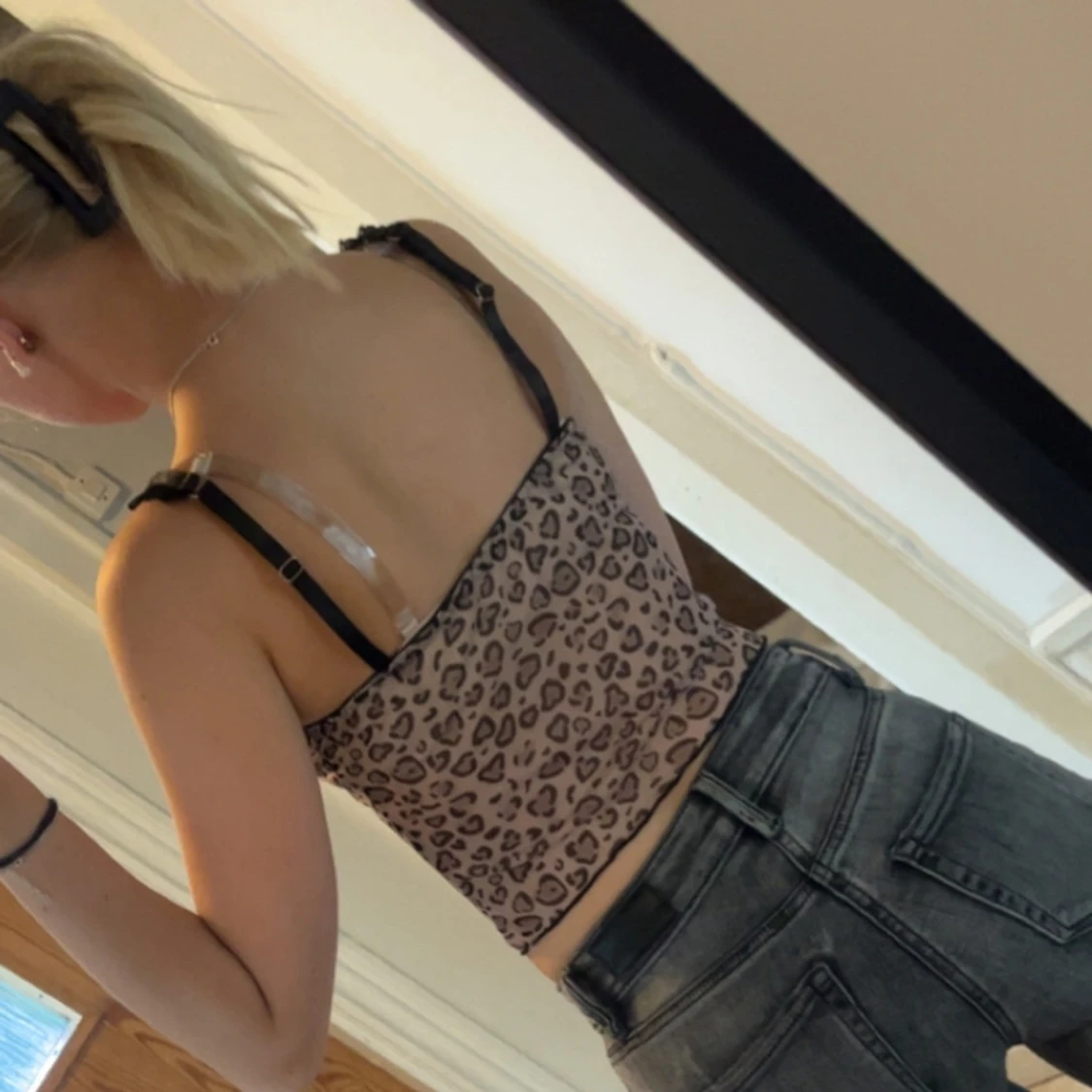 Leopardmönstrad topp med spets - 1