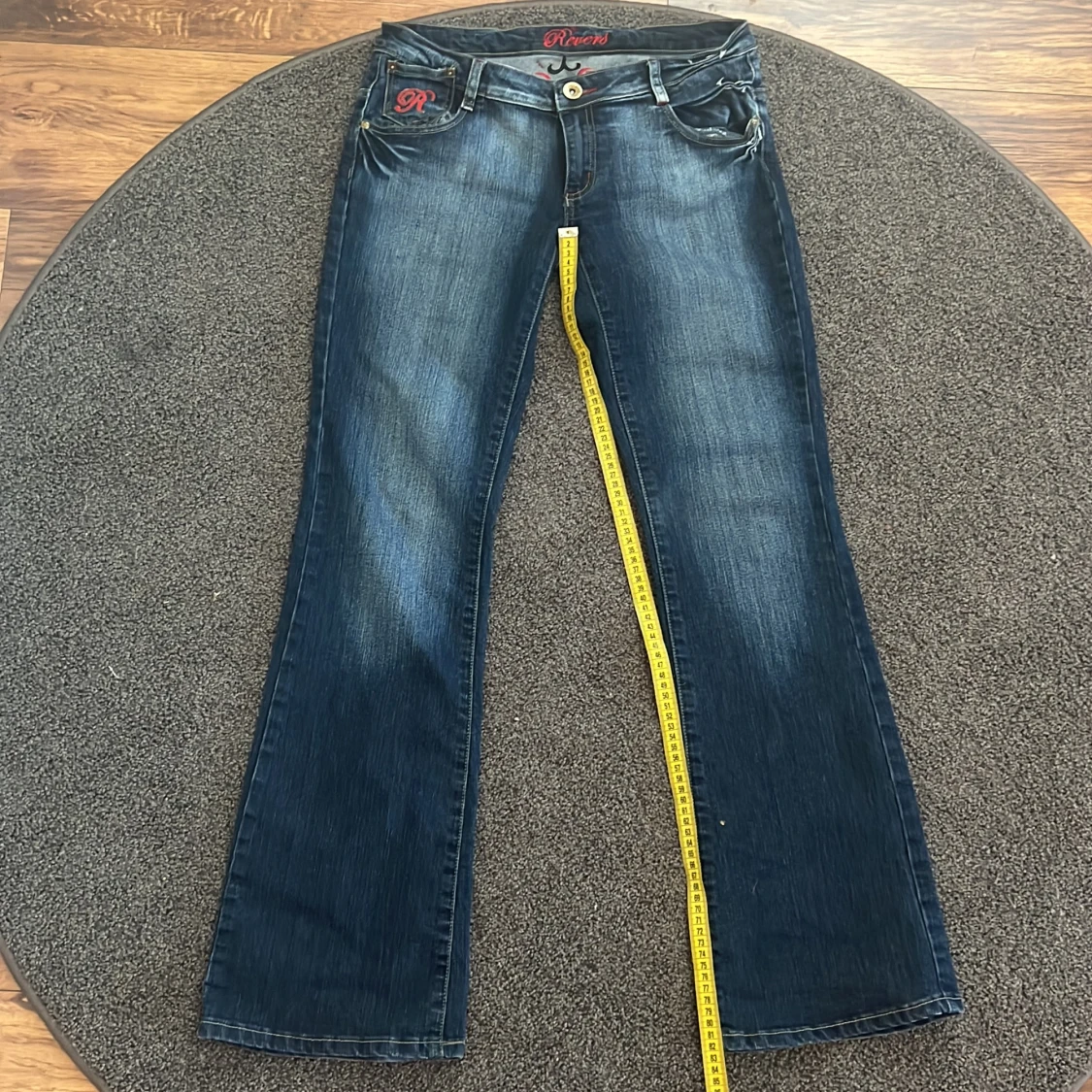 Blå lågmidjade bootcut jeans - 2