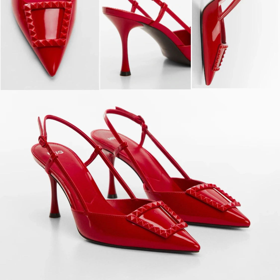 Röda pumps med spetsig tå från MNG - 3