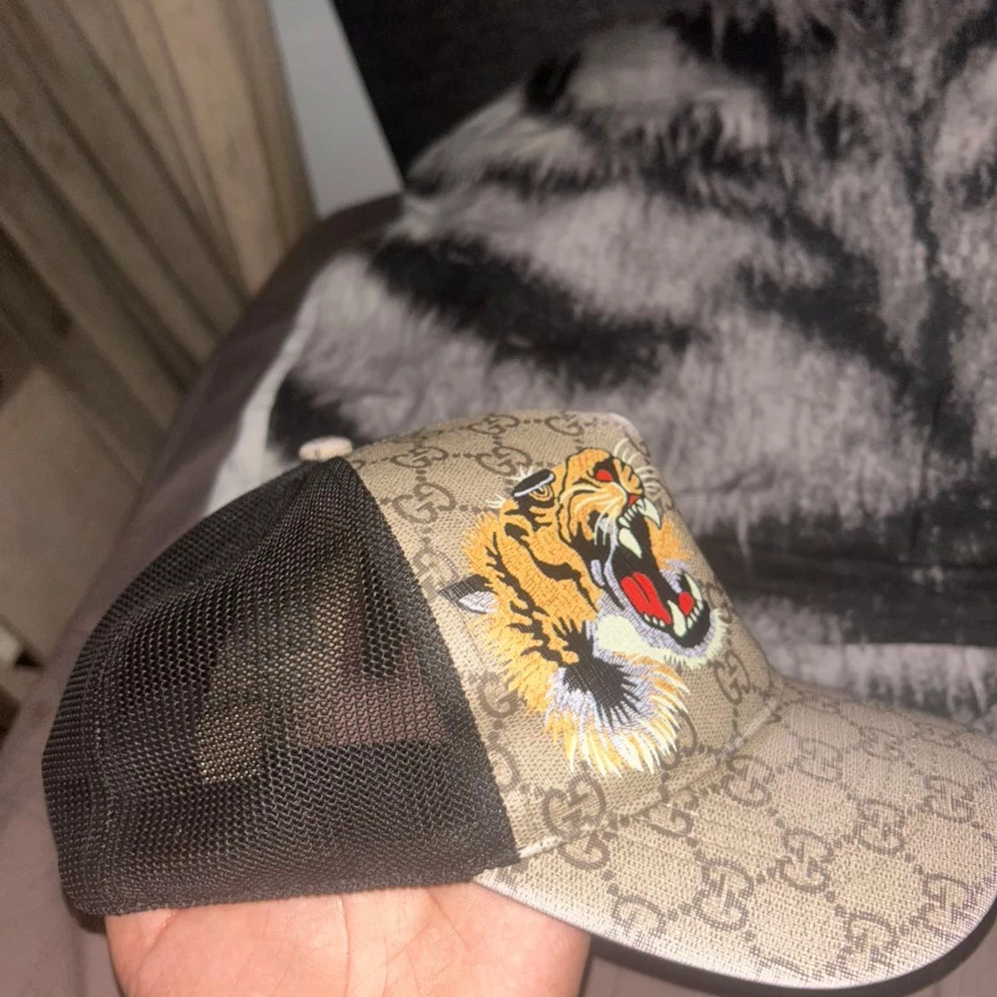 Gucci keps med tigertryck och mesh - 2