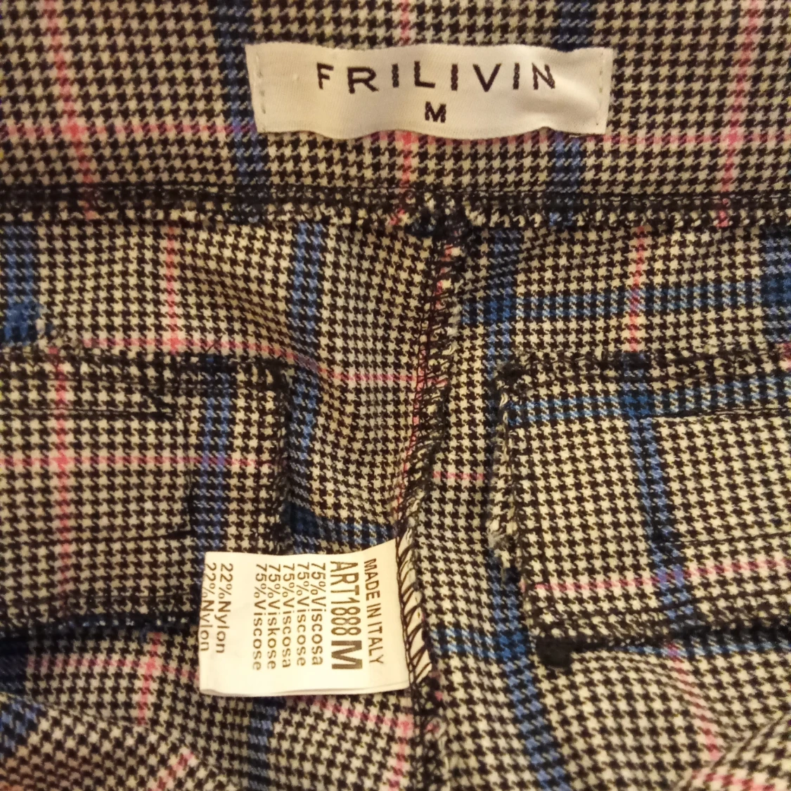 Rutig byxa från Frilivin, blå/rosa, M - 2