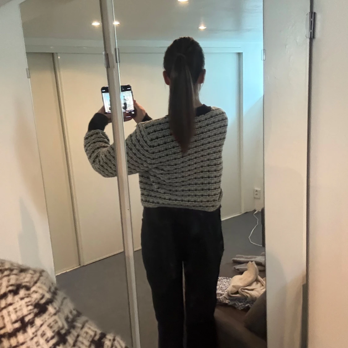 Svartvit rutig kofta - 1