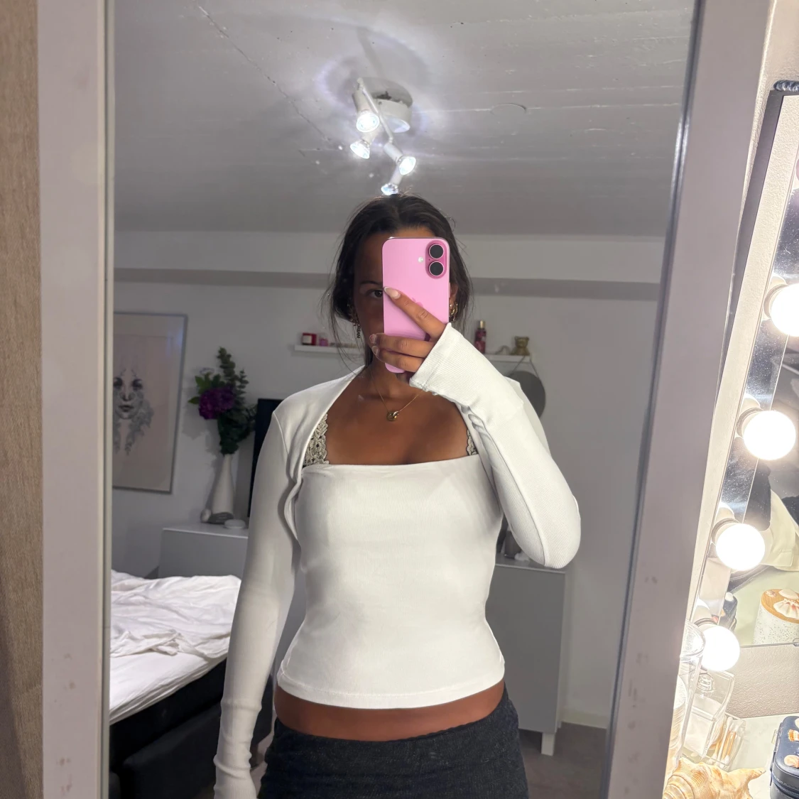 Vit långärmad topp från Zara