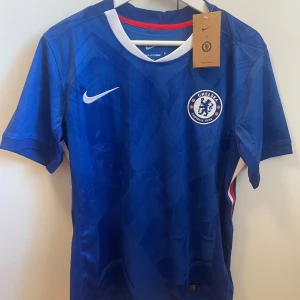 Chelsea Palmer 10 Nike fotbollströja M - Chelsea FC matchtröja med Palmer 10 på ryggen, tillverkad i blå Dri-FIT polyester med subtilt geometriskt mönster. Kortärmad med vit Nike-logga och Chelsea-emblem på bröstet, samt röd och vit detalj vid kragen. Perfekt för dig som älskar Premier League.