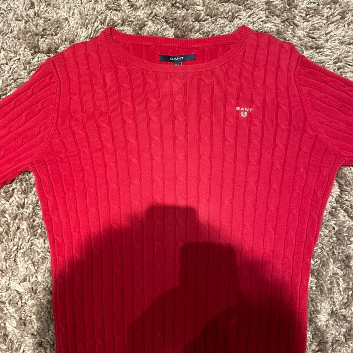 GANT Cotton Cable C-Neck – Röd stickad tröja