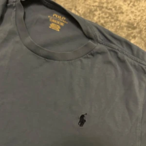 Blå t-shirt från Polo Ralph Lauren - Snygg blå t-shirt från Polo Ralph Lauren med klassisk rund hals och diskret broderad logga på bröstet. Tillverkad i mjuk bomull och har en enkel, stilren design som passar perfekt till jeans eller shorts.