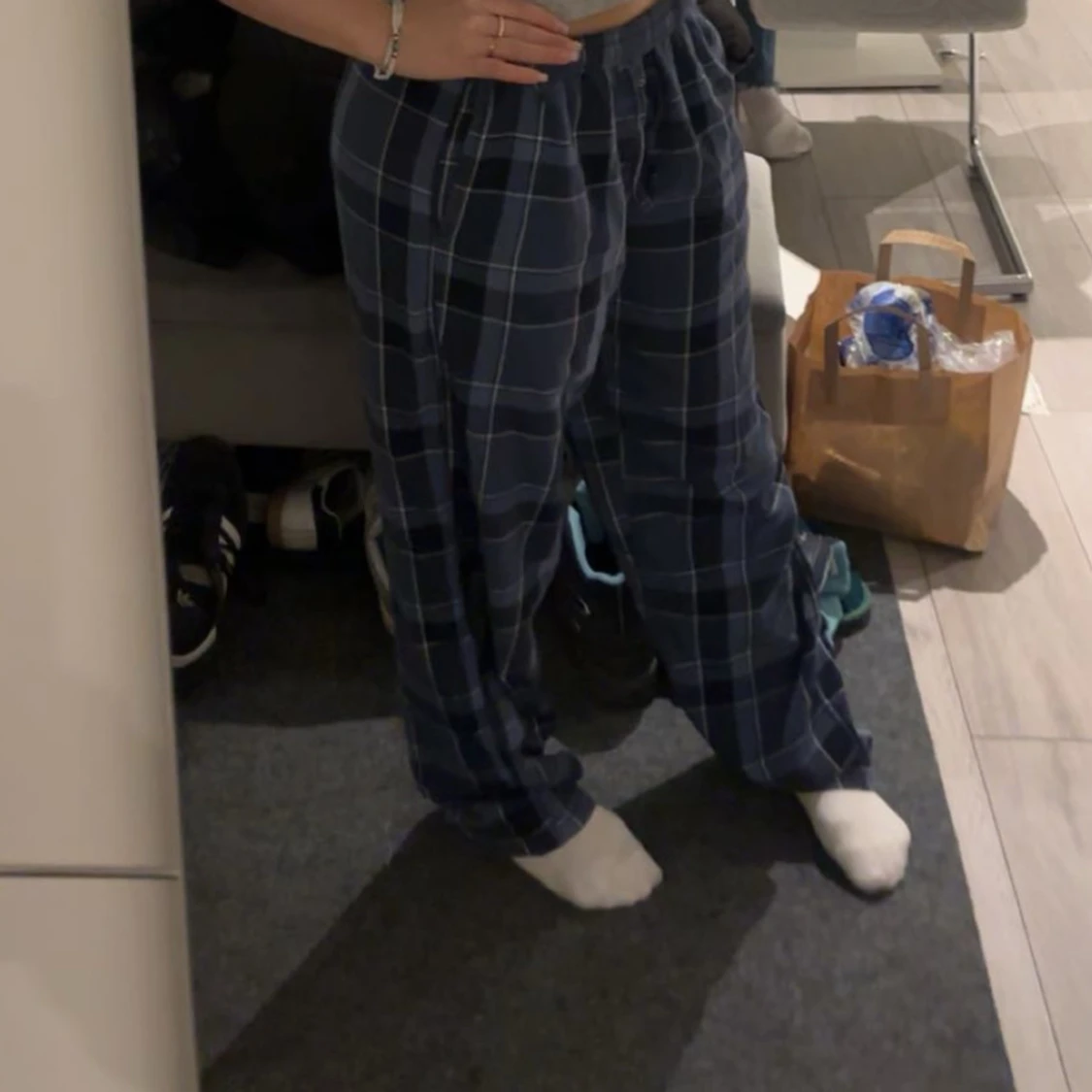 Blå rutiga byxor - 1