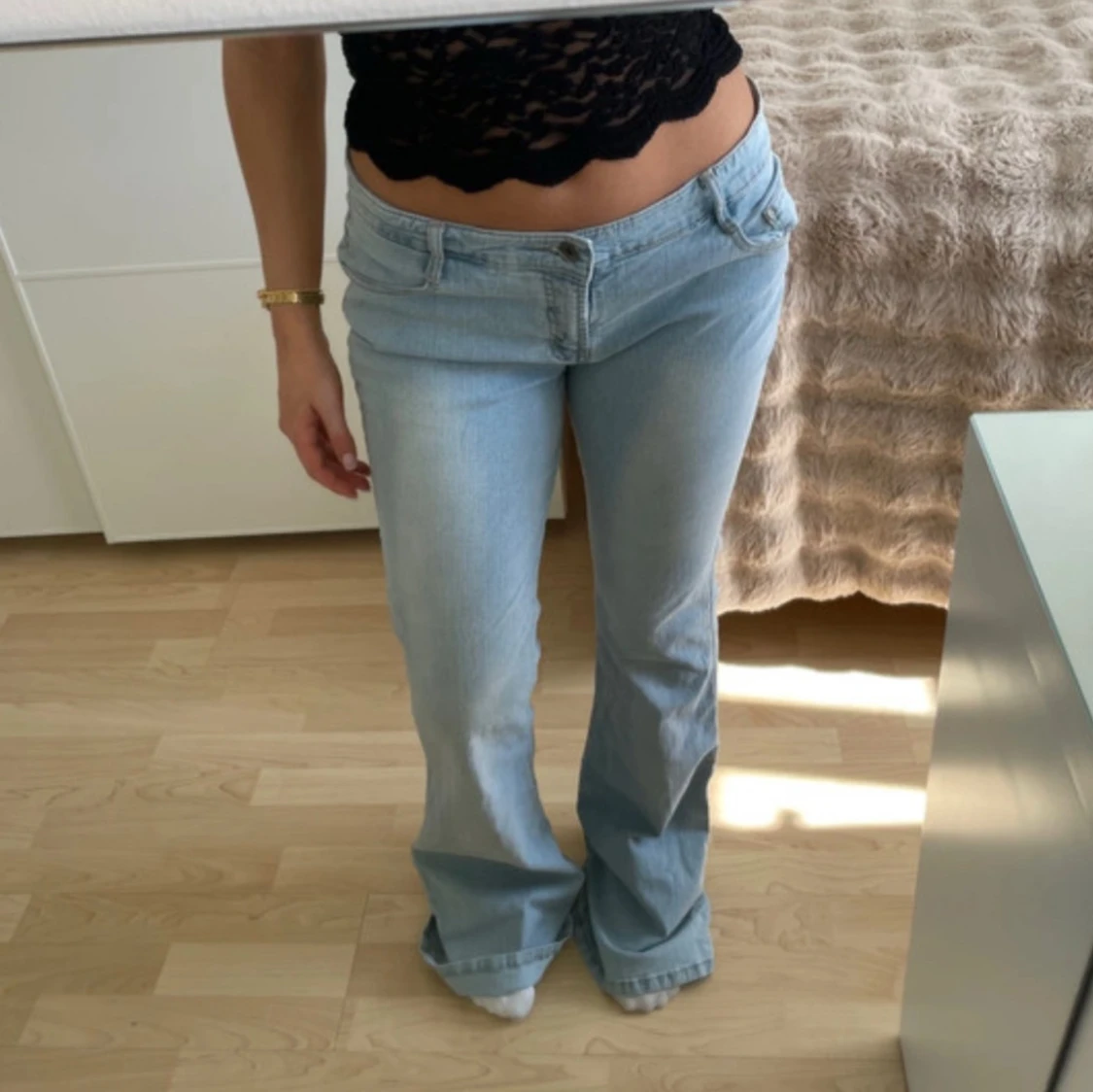 Ljusblå bootcut jeans - 2