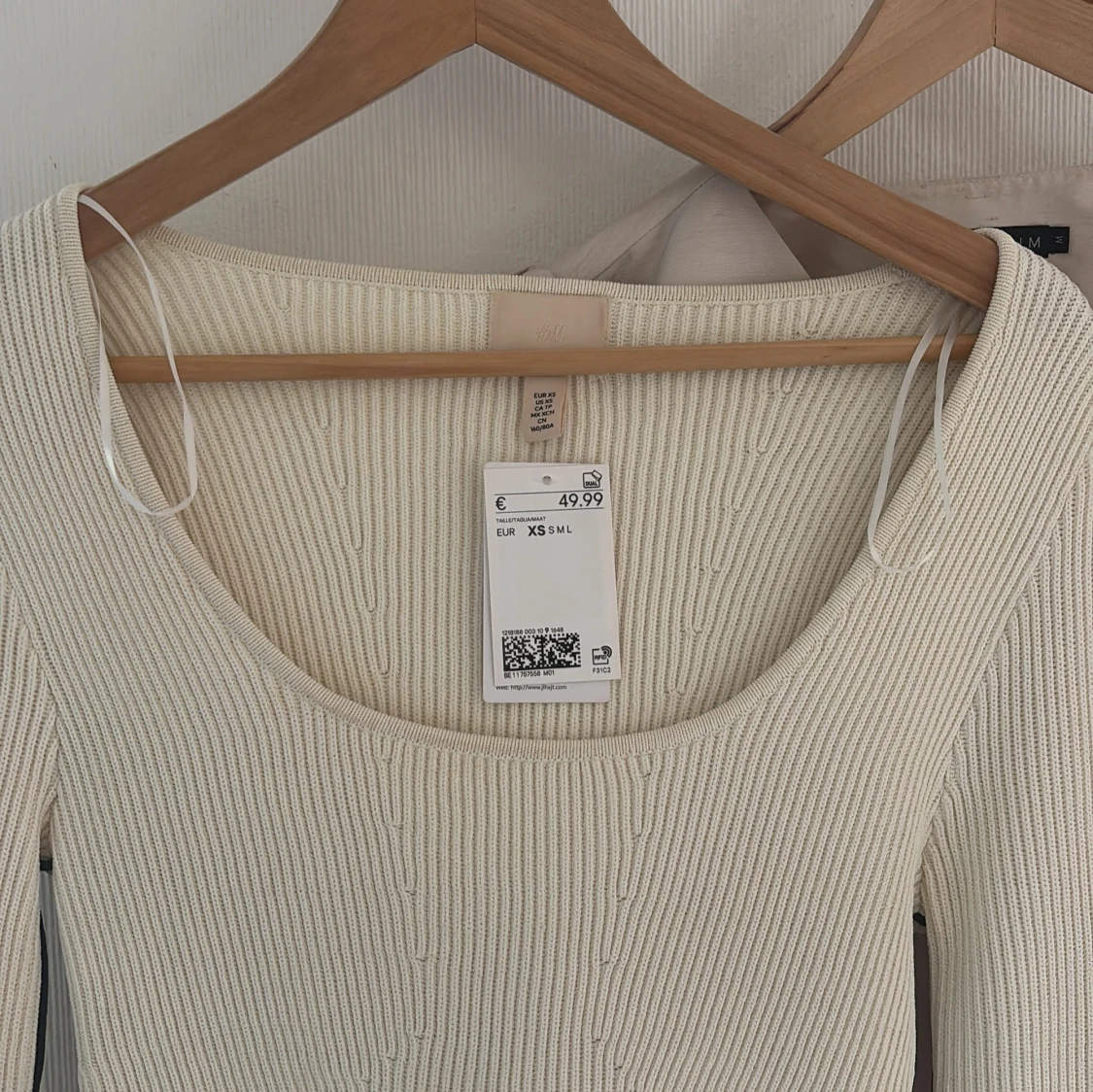 Ribbad offwhite långärmad topp från H&M - 2