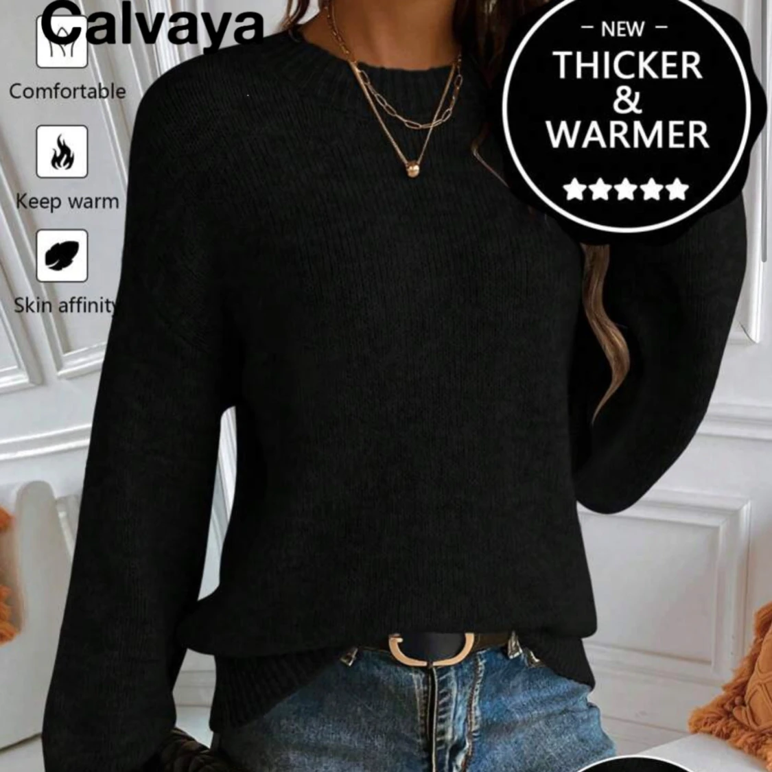 Svart stickad tröja från Calvaya