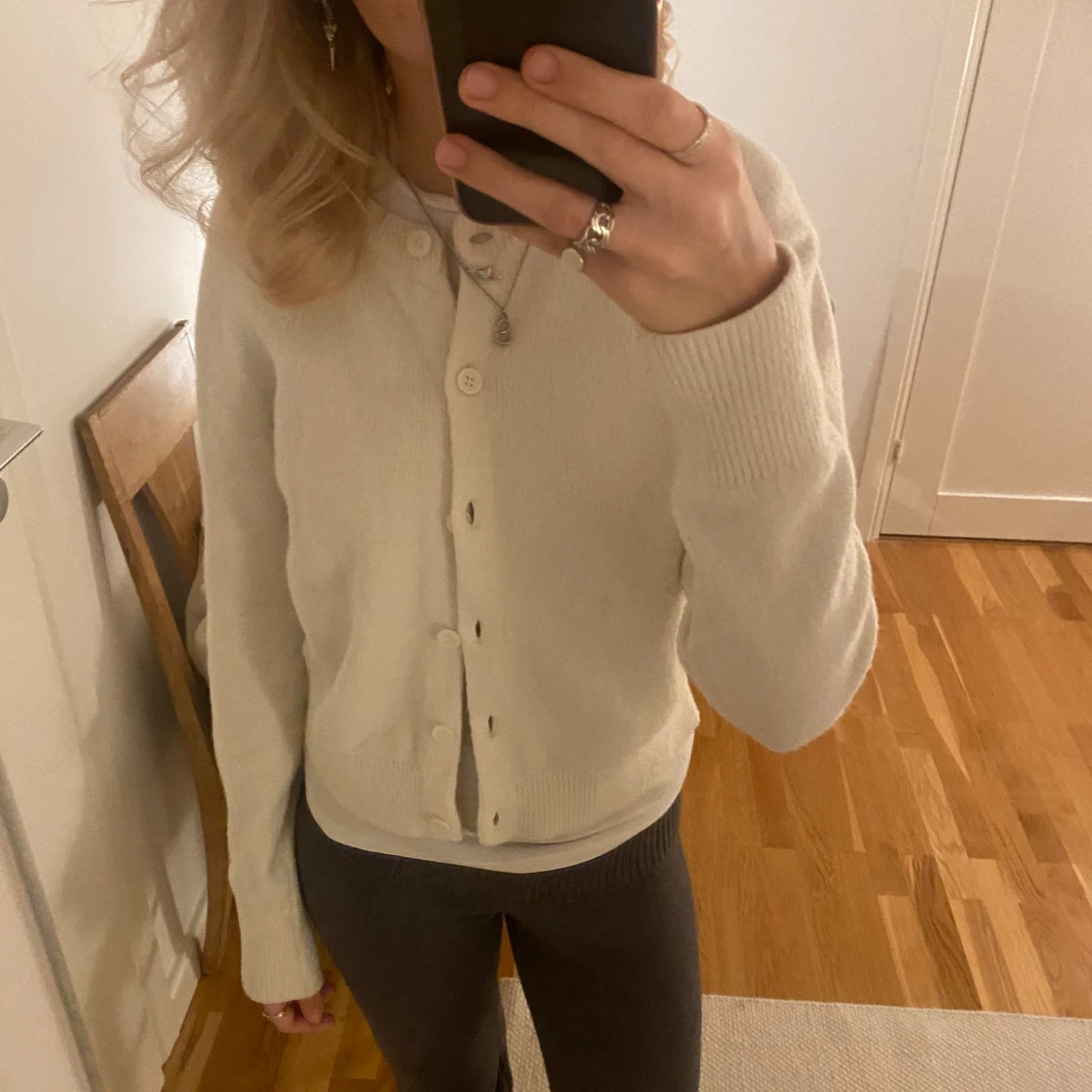 vit stickad kofta  - 2