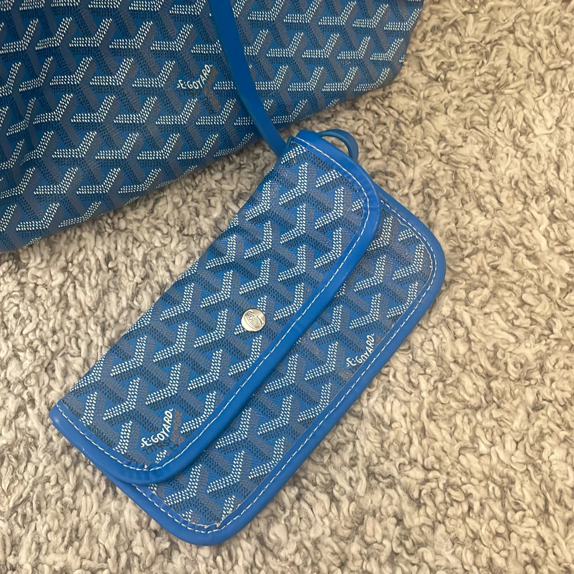 Blå mönstrad shoppingväska - 1