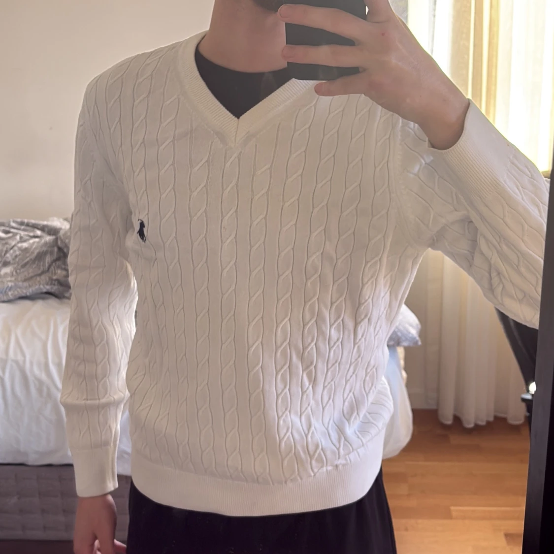 Vit stickad tröja från Ralph Lauren