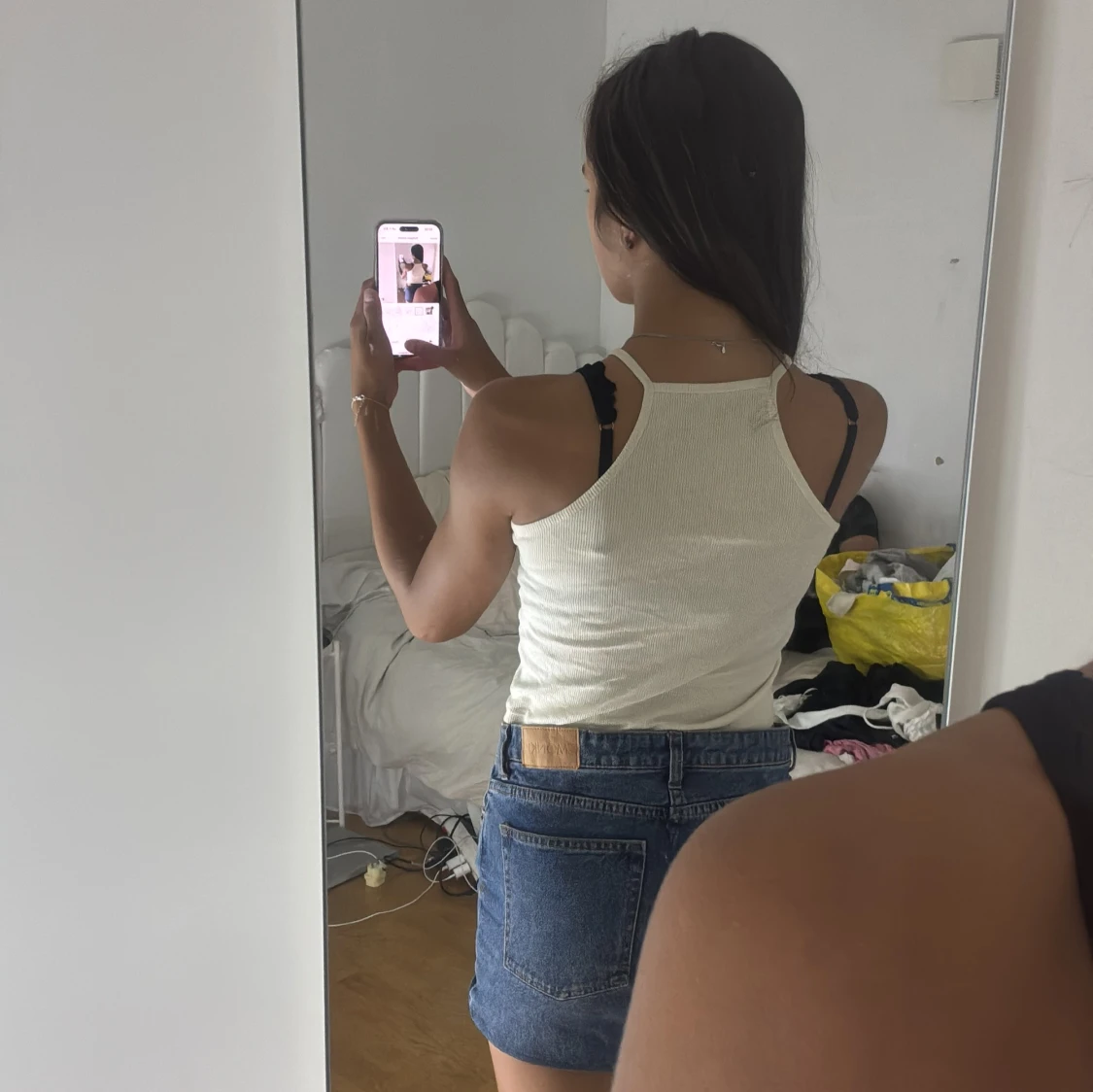 Vit ribbad linnetopp från H&M - 1