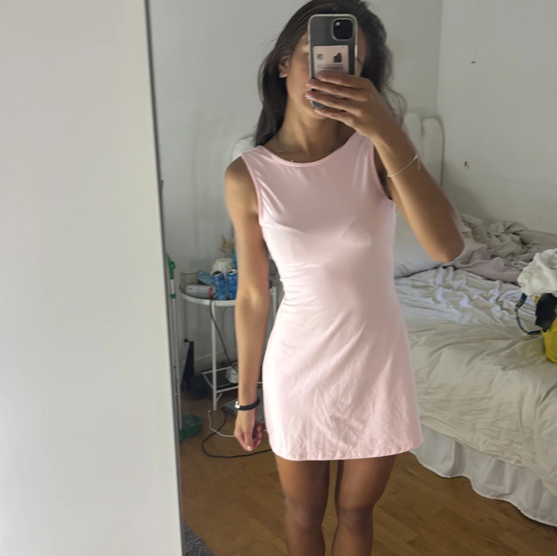 Ljusrosa kort klänning XS