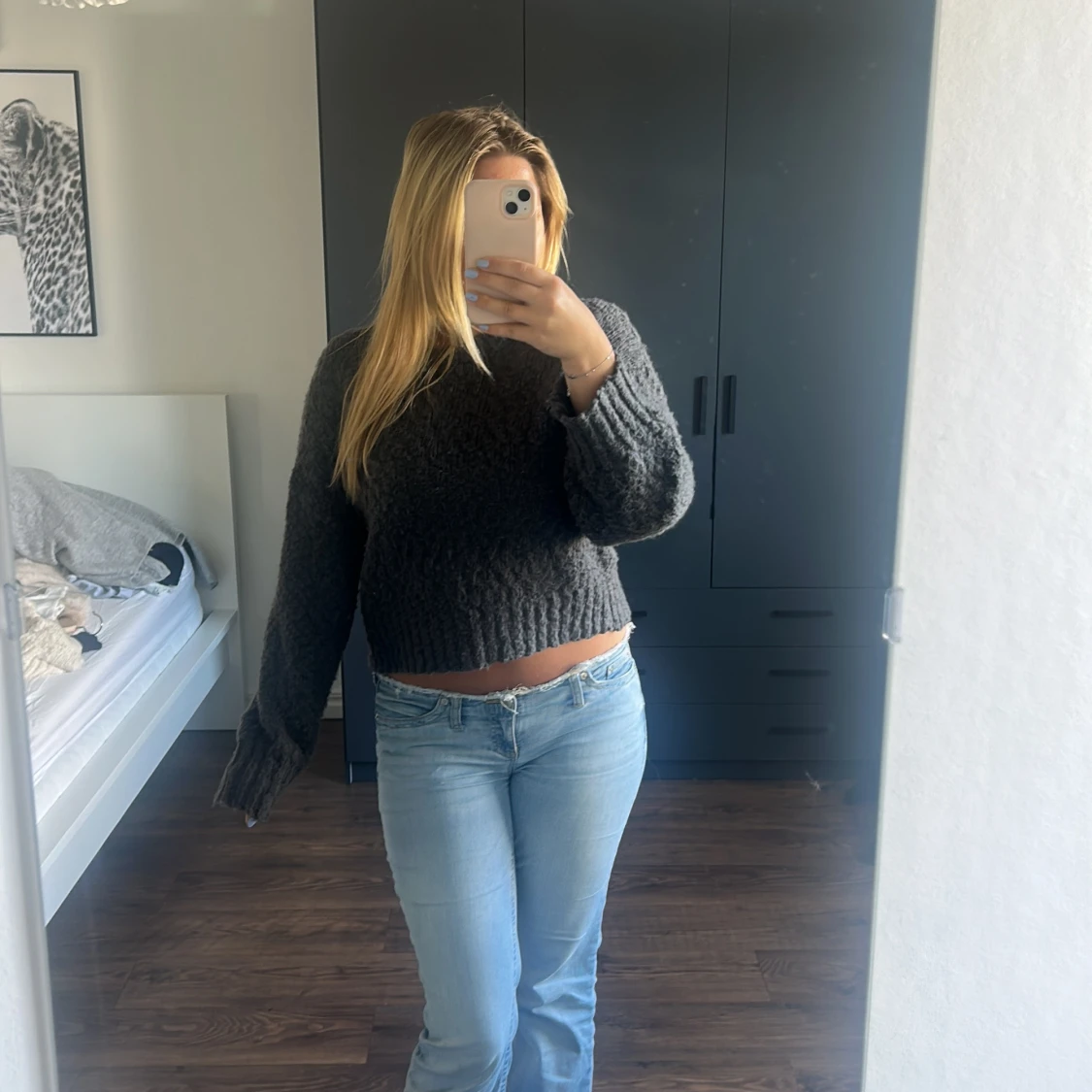 Mörkgrå stickad croppad tröja Monki - 2