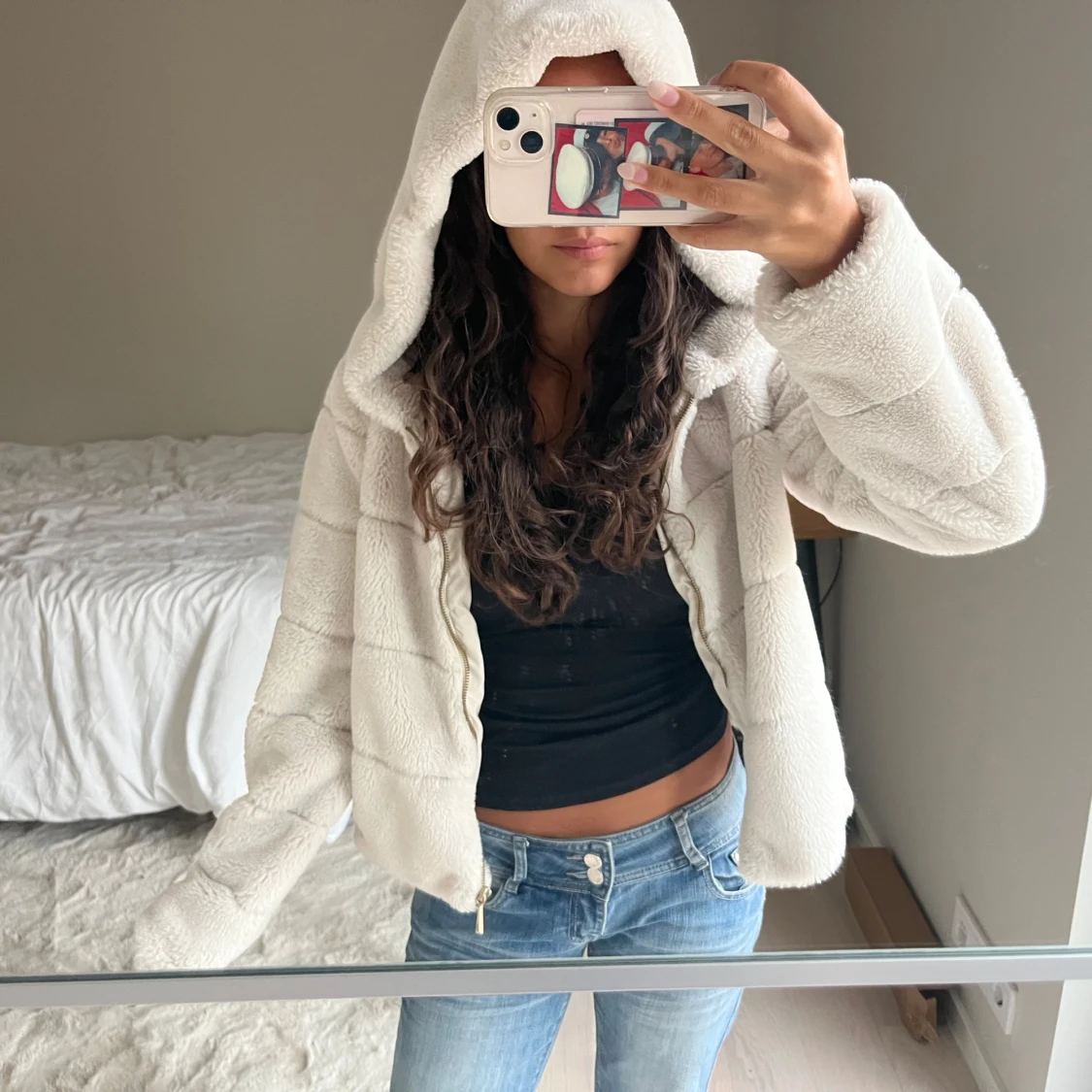 Beige jacka med huva från ONLY