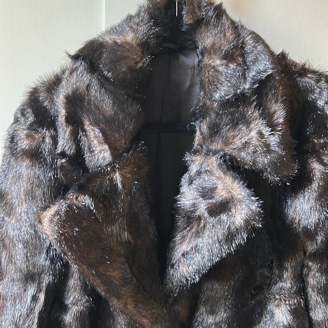 Mörkbrun Zara pälsjacka med krage - 1