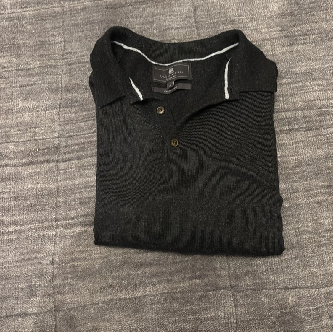 Svart merinoull pikétröja M&S Collection - 3