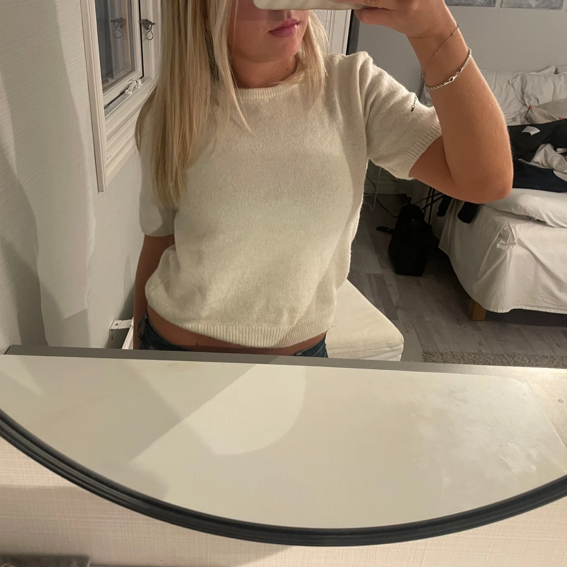 Vit stickad tröja från H&M