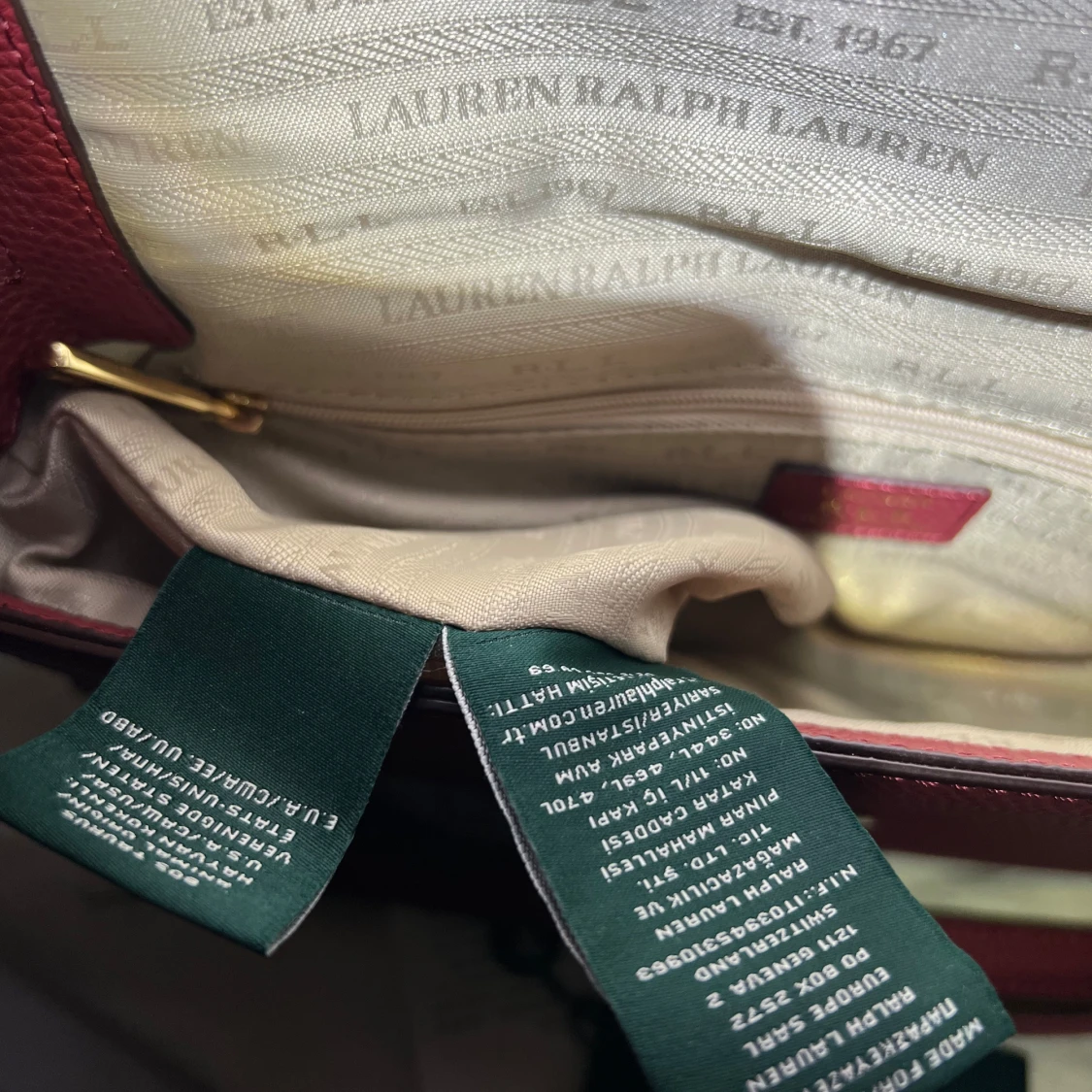 Mörkröd /vinröd axelväska från Ralph Lauren - 3