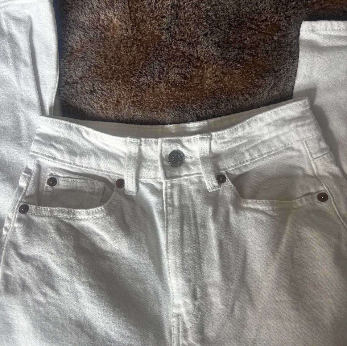 Vita wide jeans från H&M, strl 34 - 2