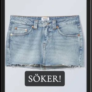 Blå jeanskjol från Weekday - Söker blå jeanskjol från weekday i storlek 24-26/xs