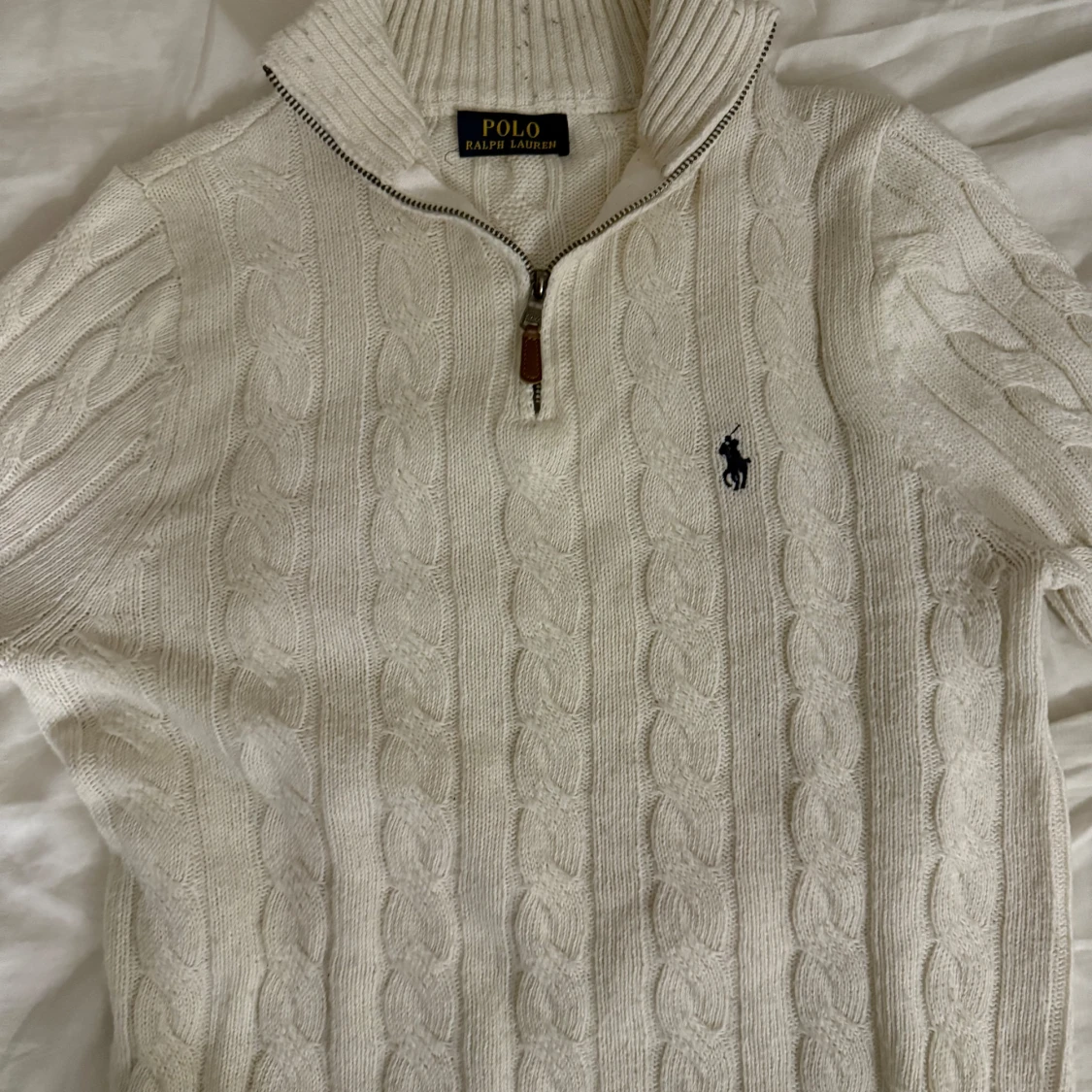 Vit stickad tröja från Ralph Lauren