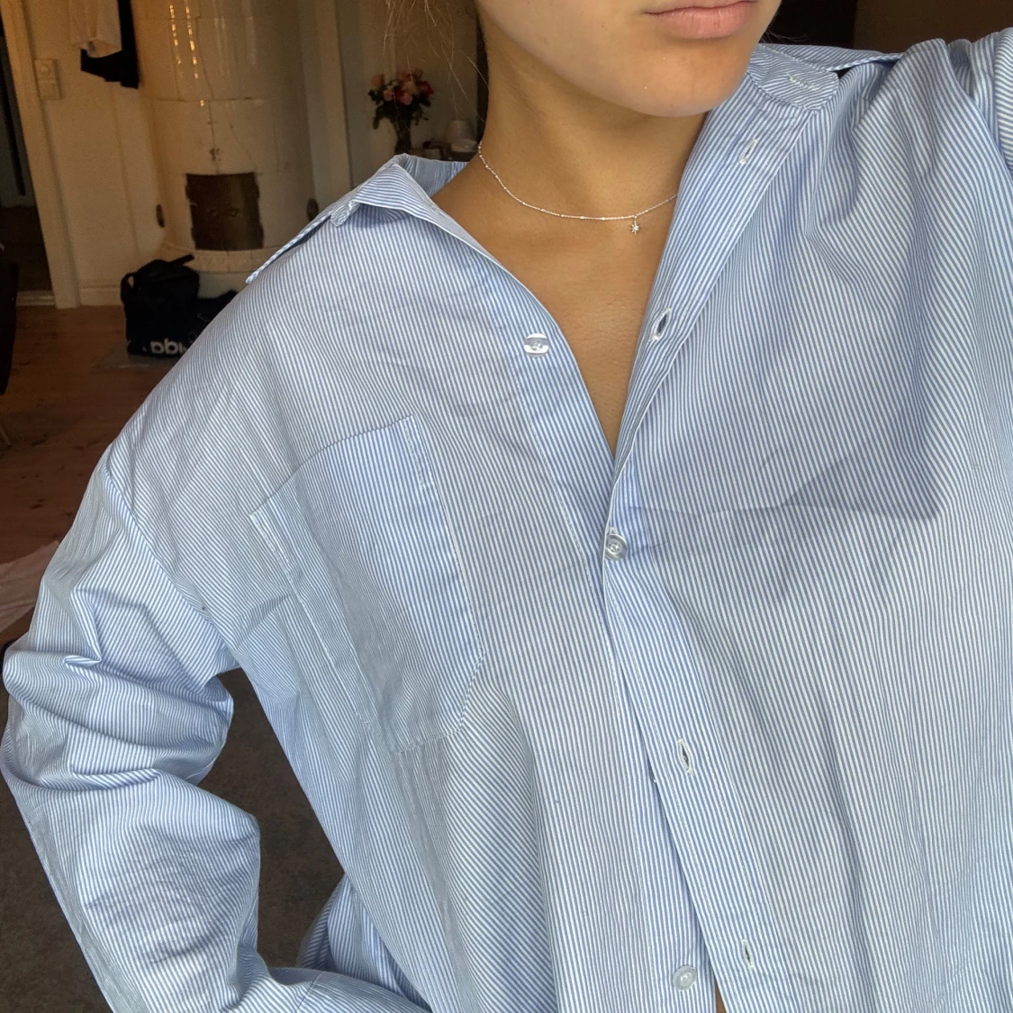 randig oversized skjorta - 1