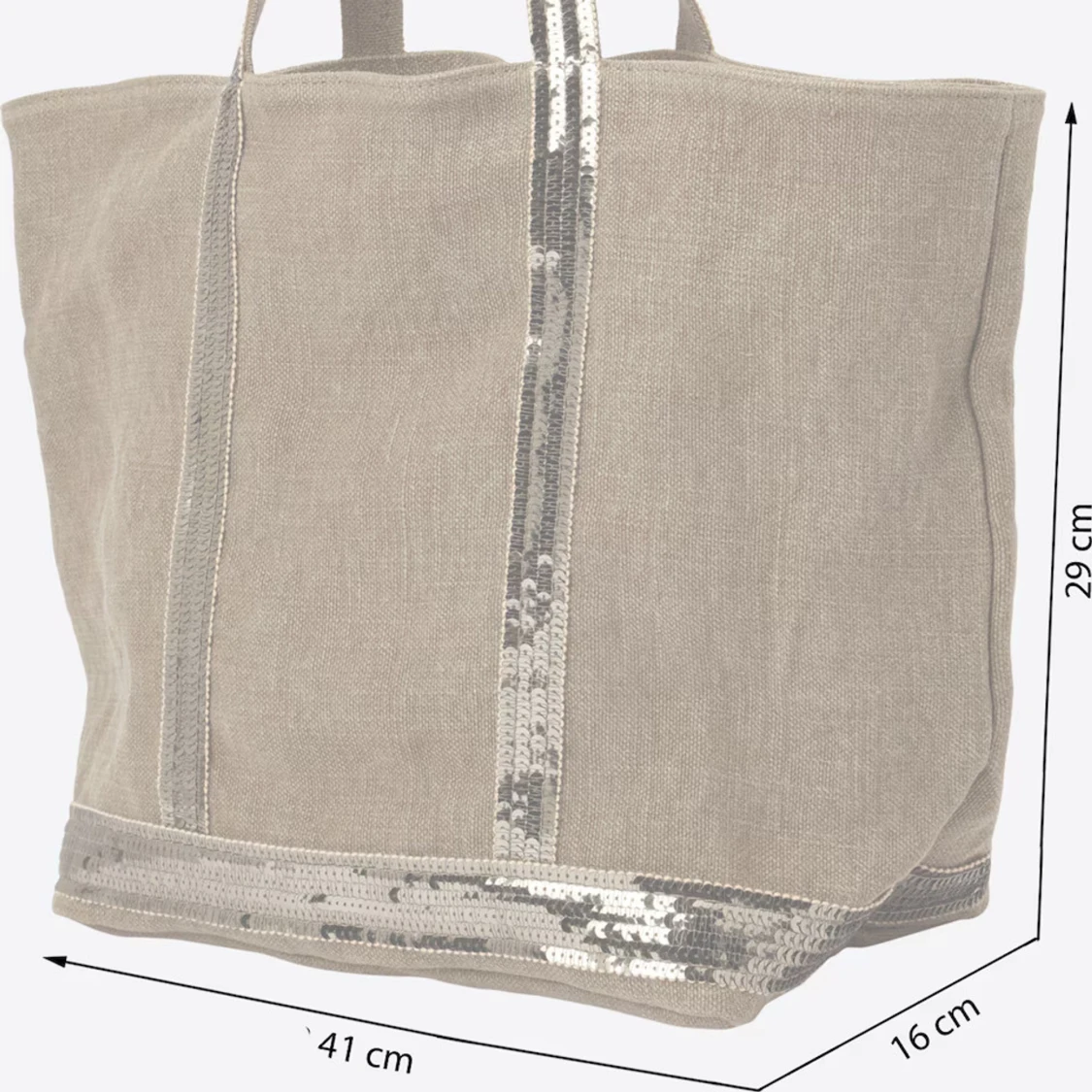 Beige shoppingväska med paljettdetaljer - 2