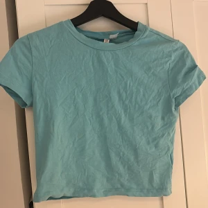 Ljusblå croppad t-shirt från Divided - Säljer en ljusblå croppad t-shirt från Divided. T-shirten har rund halsringning och korta ärmar. Perfekt för en enkel och avslappnad stil.