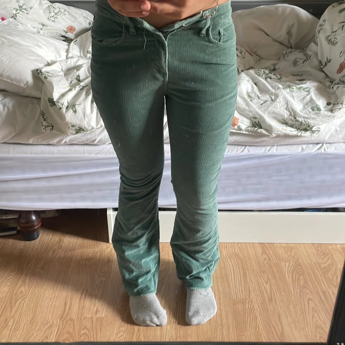 Gröna bootcut byxor