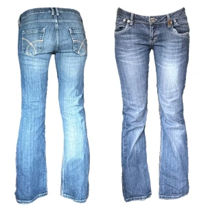 Low waist bootcut jeans - Ljusblåa vintage bootcut jeans! Midjemått: 38x2cm, innerbenslängd: 74cm. Kolla in min profil för fler plagg! 💙✨