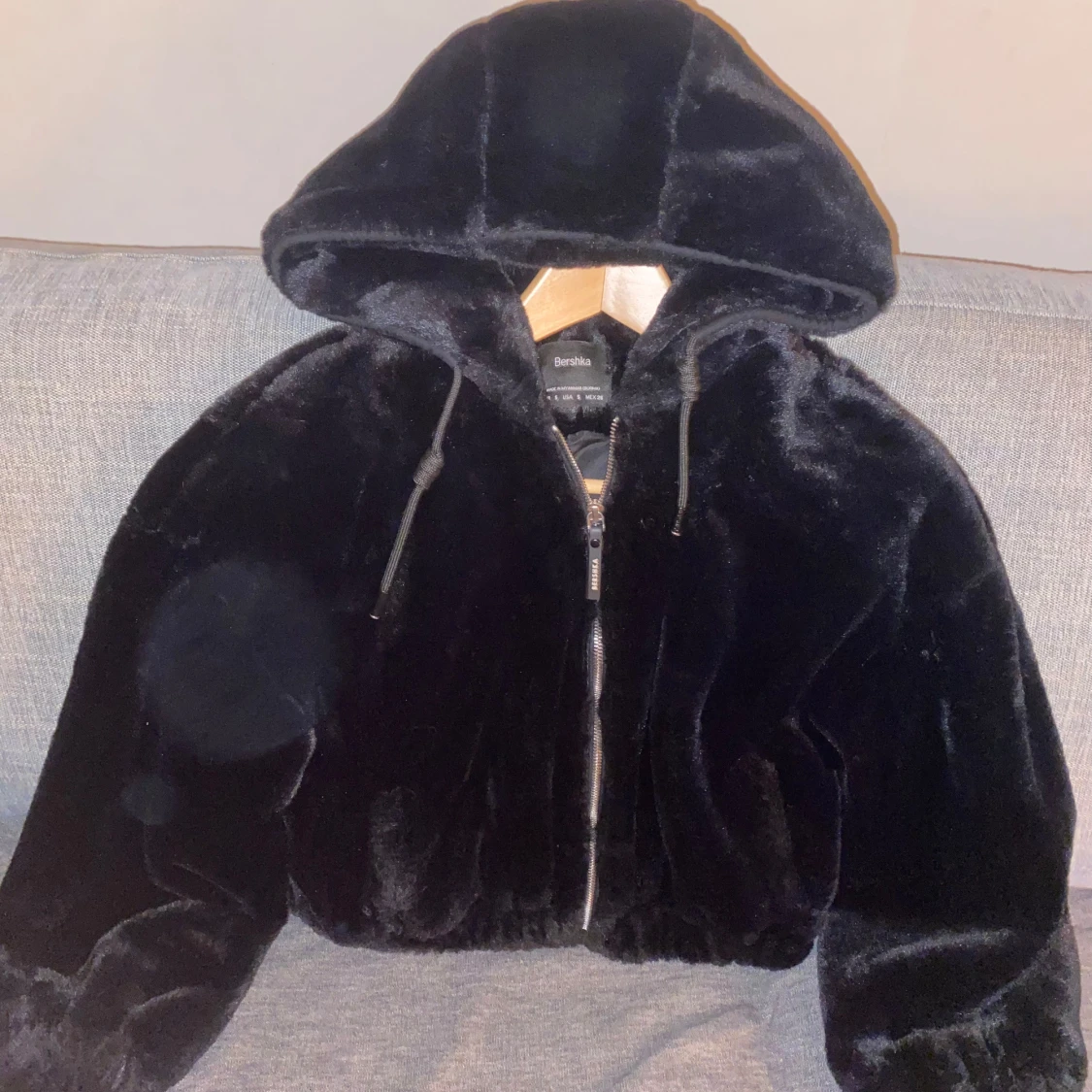 Svart päls jacka  