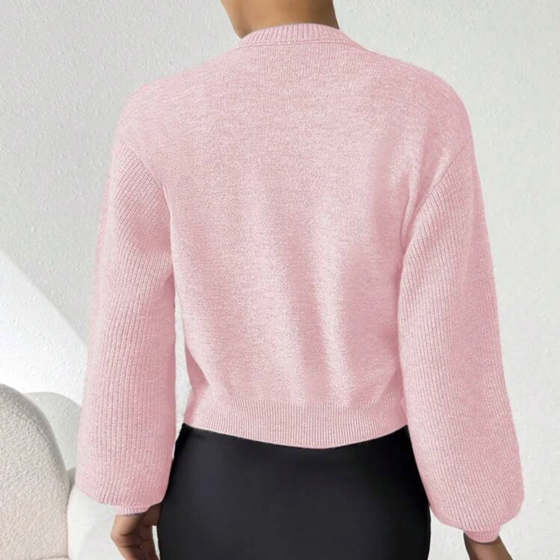 Rosa stickad kofta med knyt från SHEIN - 1