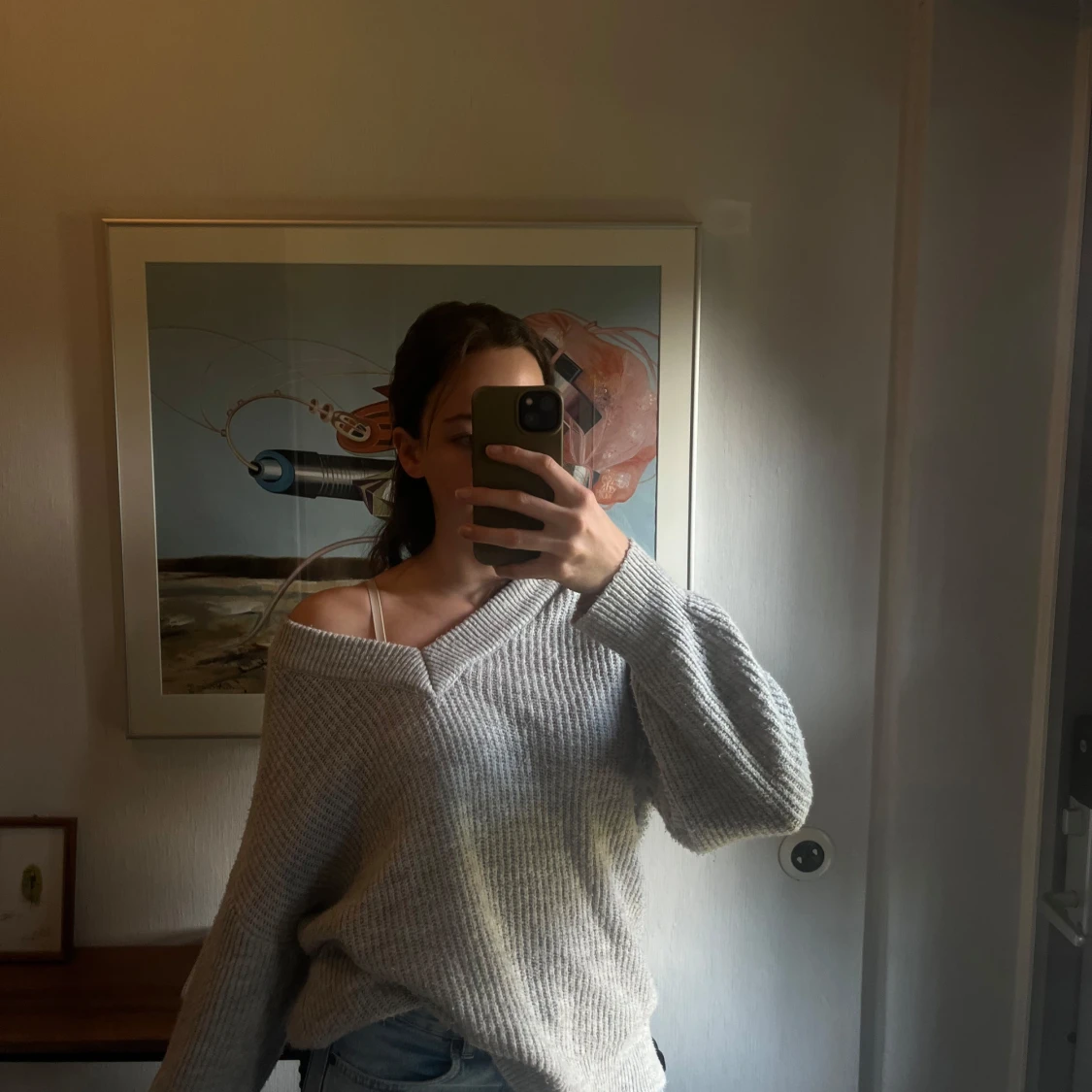 Grå stickad tröja från Ginatricot - 1