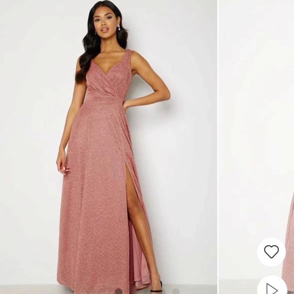 Glittrig rosa långklänning från bubbleroom, helt ny storlek M - 2