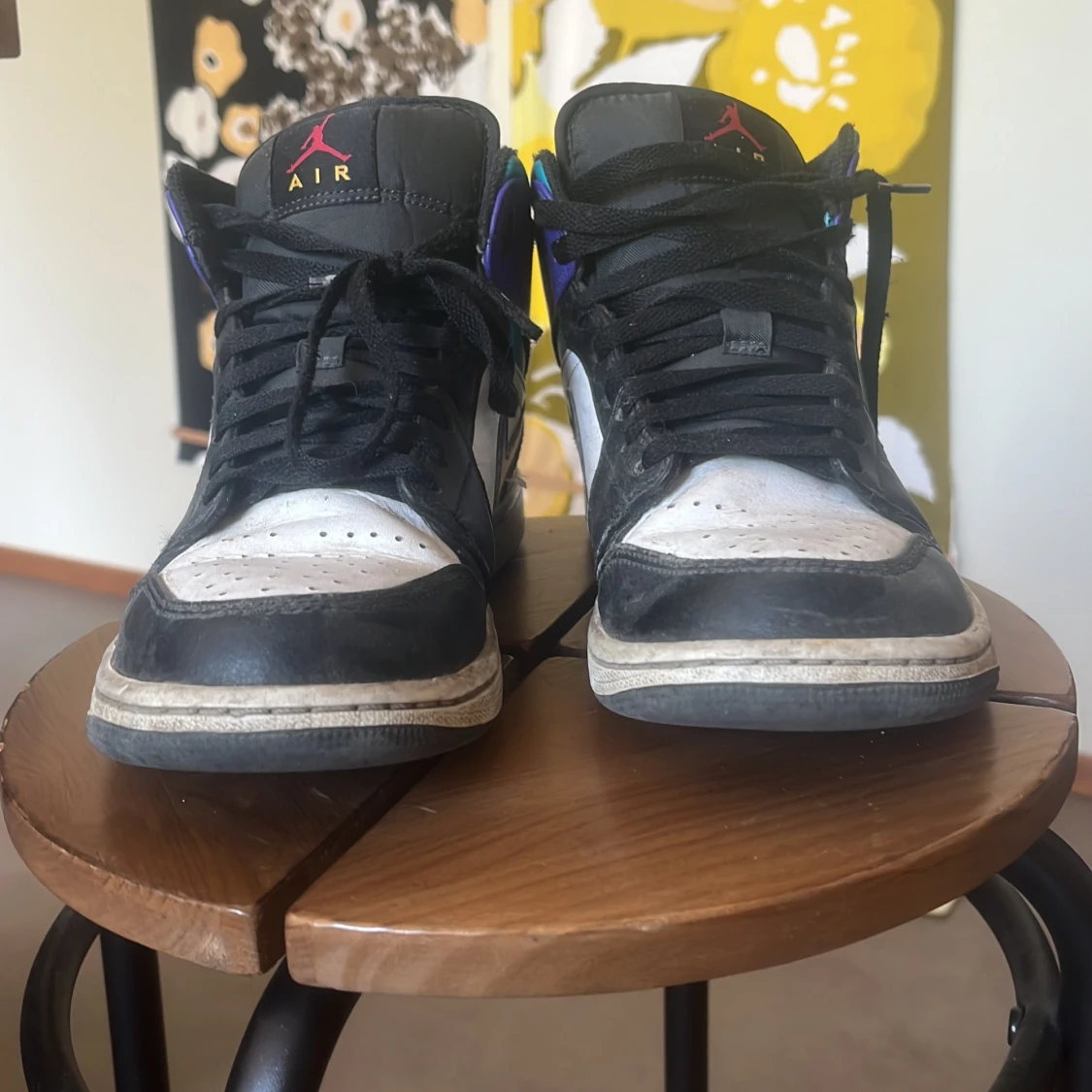 Nike Air Jordan 1 High/mid svart/vit/turkos