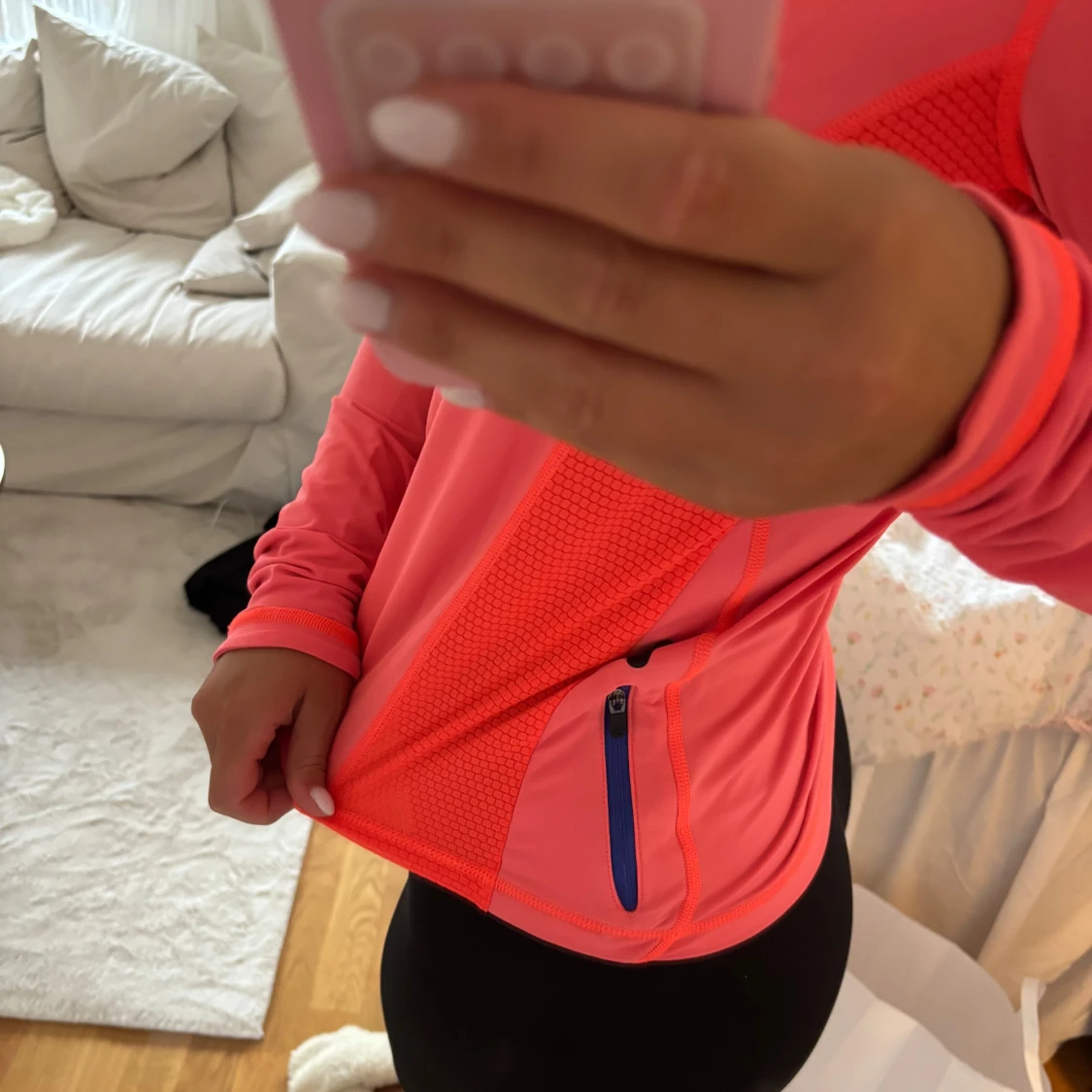 Rosa träningshoodie med half zip - 1