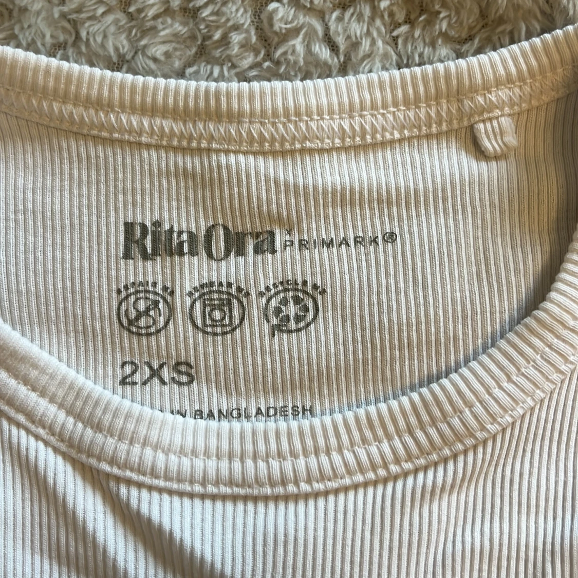 Vit ribbad croppad topp primark - 2