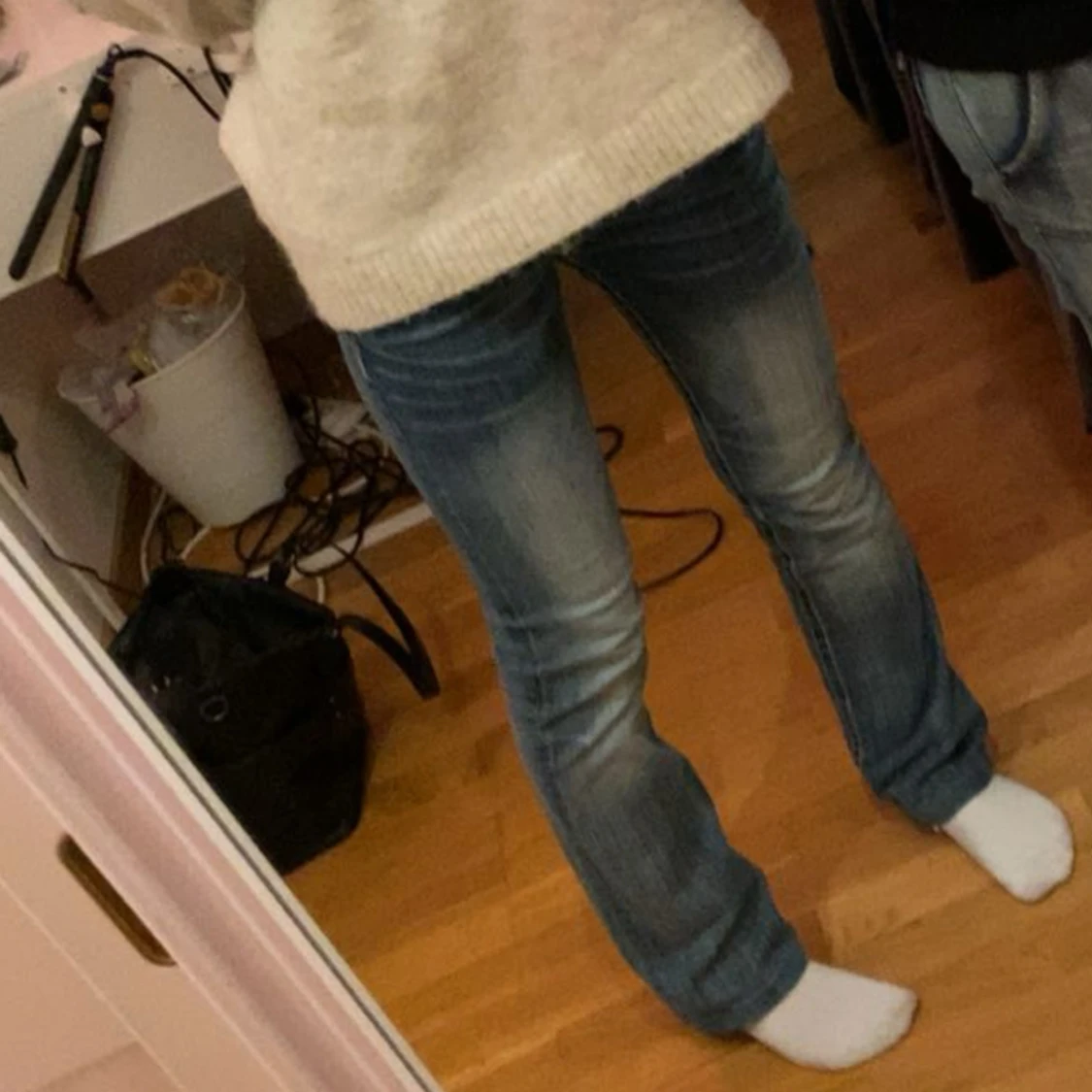 Miss Me blå low wais bootcut jeans med broderi - 4