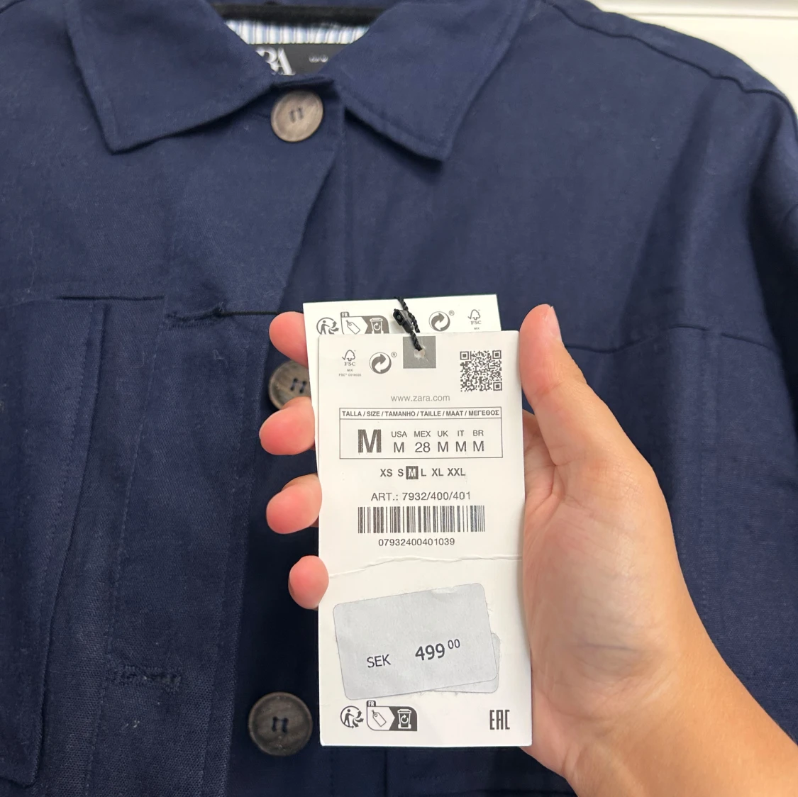Mörkblå croppad overshirt från Zara - 4