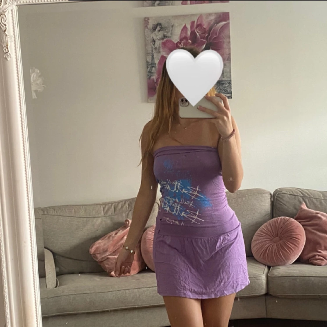 Lila tubklänning med tryck