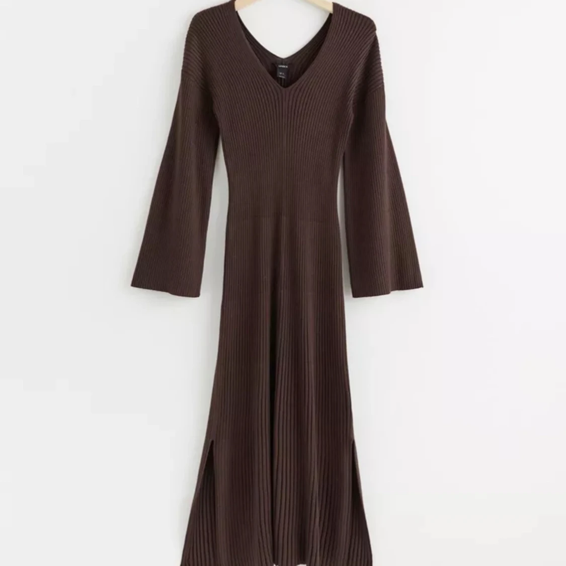 Brun stickad långklänning