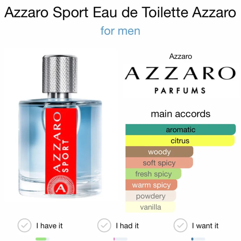 Azzaro Sport, En dos friskhet för dynamiska män. En sensuell lukt som får dig att känna dig på ett fantastiskt humör. Skapad för dem som lyser ut ur världen och lever varje ögonblick intensivt. Energigivande doftnoter: salvia, grapefrukt, sandelträ. Accessoarer.