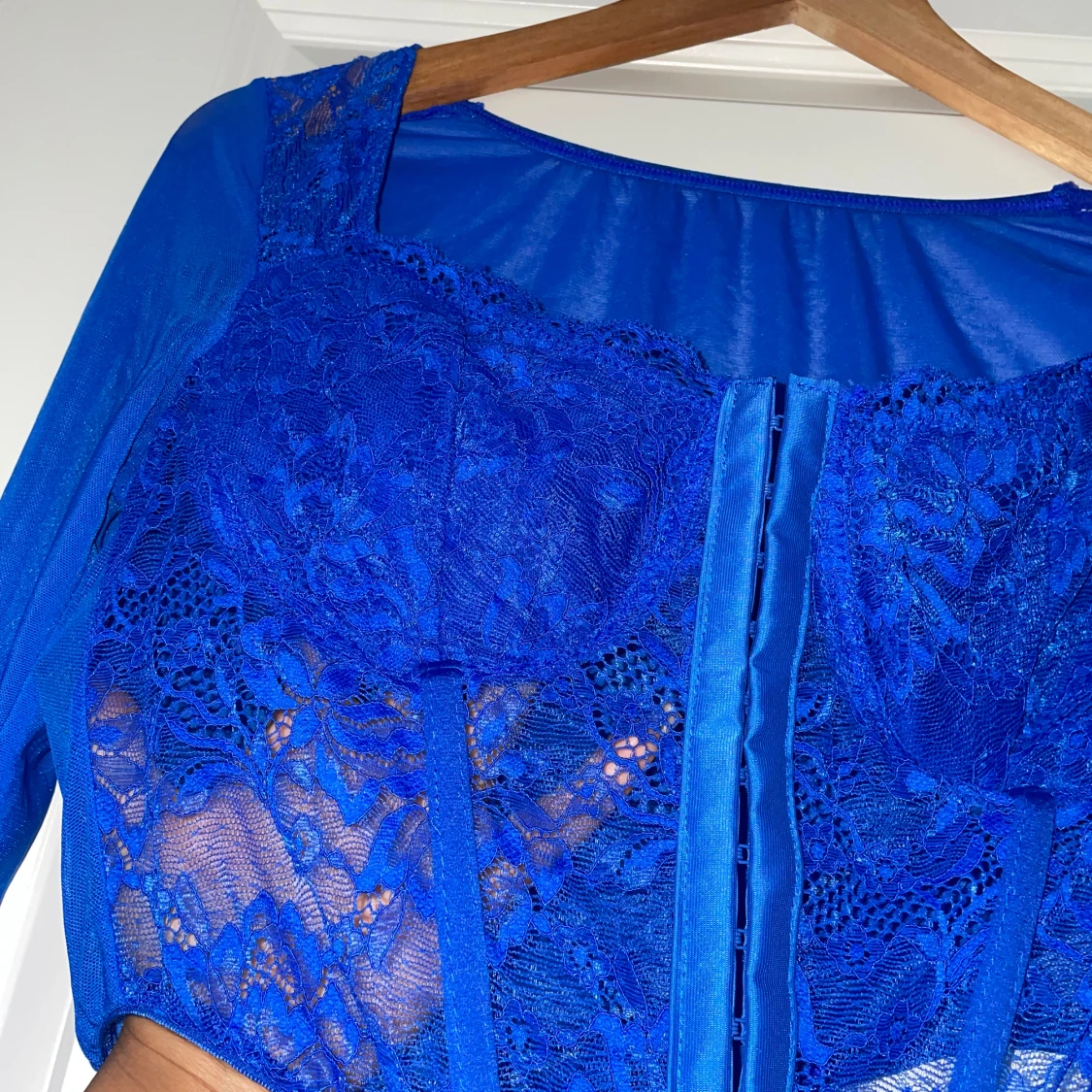 Blå korsett topp  - 90