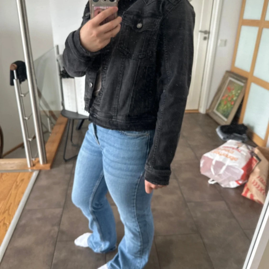 Svart jeansjacka - 90