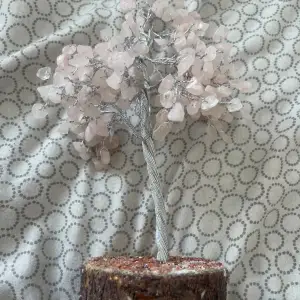 Säljer detta kristallträd i rosenkvarts. Köptes för 599. Rosenkvarts är kristallen för kärleken. Trädet symboliserar kärleken. 